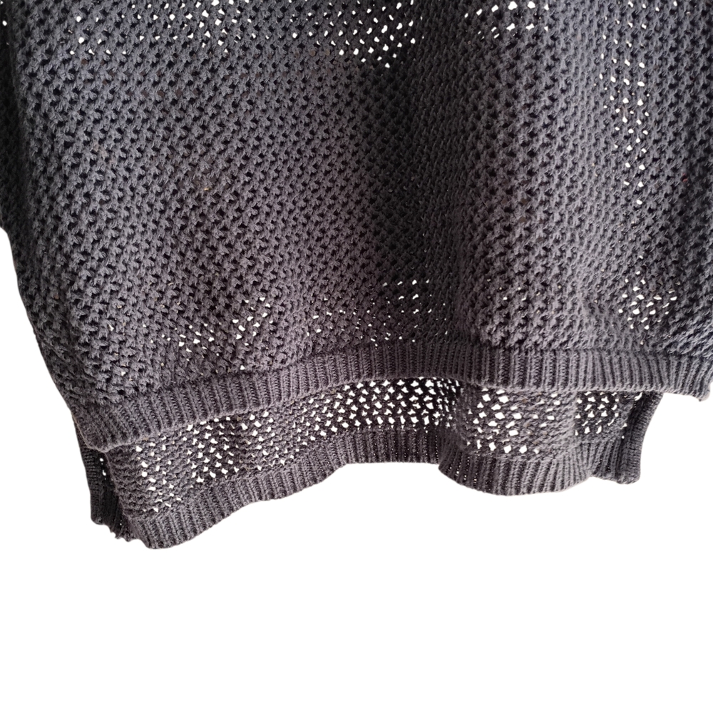 EUC Simply Noelle Gray Open-Knit Mesh Tunic Women S/M (8-10) Comfy Long Sleeve - Picture 2 of 6